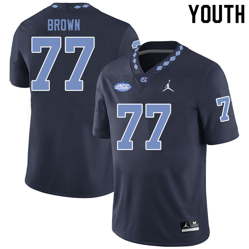 Jordan Brand Youth #77 Noland Brown North Carolina Tar Heels College Football Jerseys Sale-Black